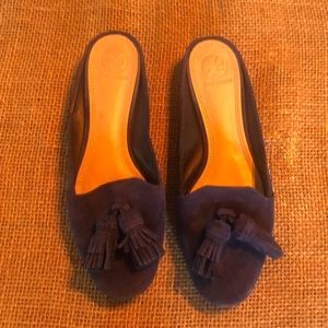 Tory Burch Suede Mules with Tassels blue size 7 (Salinas)